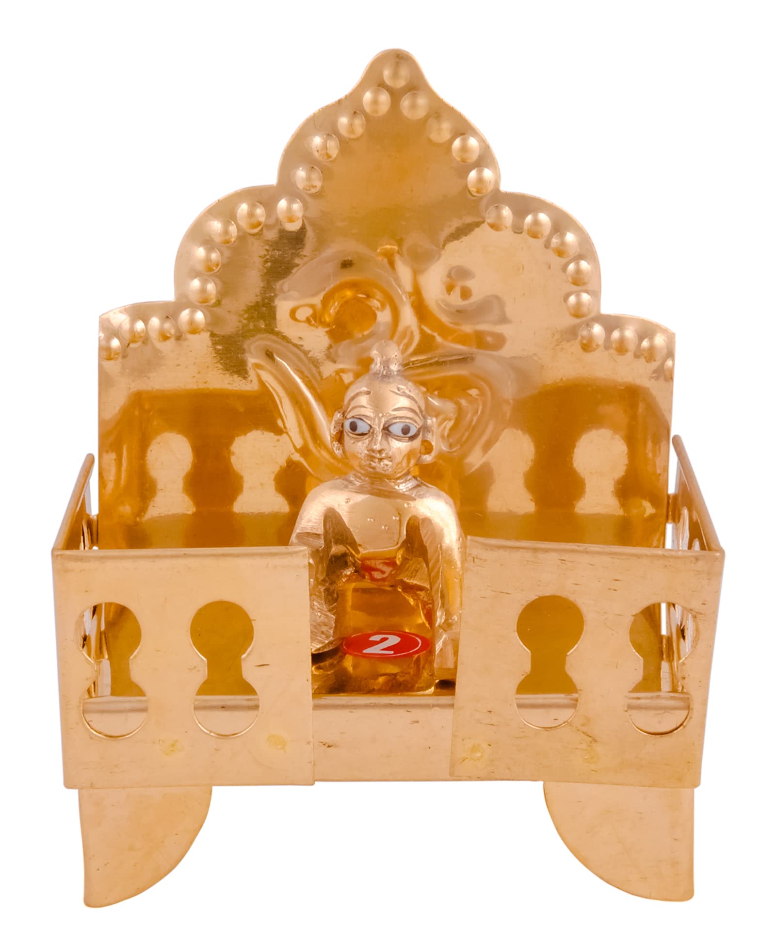Shiv Shakti Arts® Pure Brass Krishna Ji | Kanha Ji | Laddu Gopal Ji with Singhasan/Julha/Palana, 2021 Janmashtami Spacial for Poojan/Home, Mandir Pooja