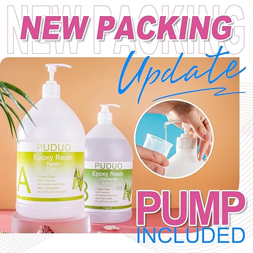Miniatura 2 de Kit de arte transparente de resina epoxi de 2 galones, botella nueva con bomba para recubrimiento, fundición, arte de resina, joyas, mesa, parte