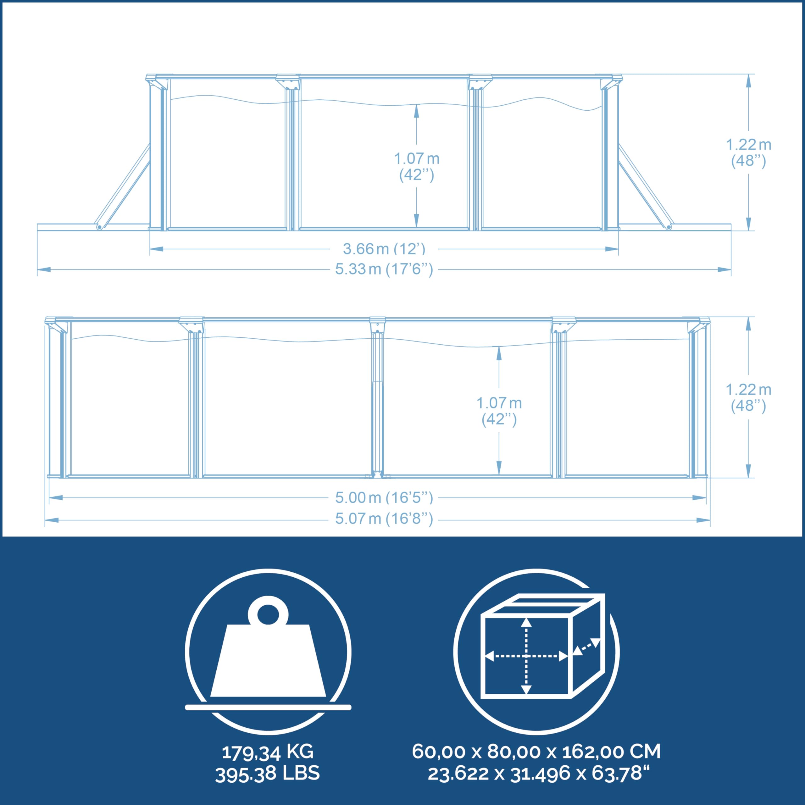 Bestway Hydrium Stahlwandpool Komplett-Set mit Sandfilteranlage 500 x 360 x 120 cm, grau, rund