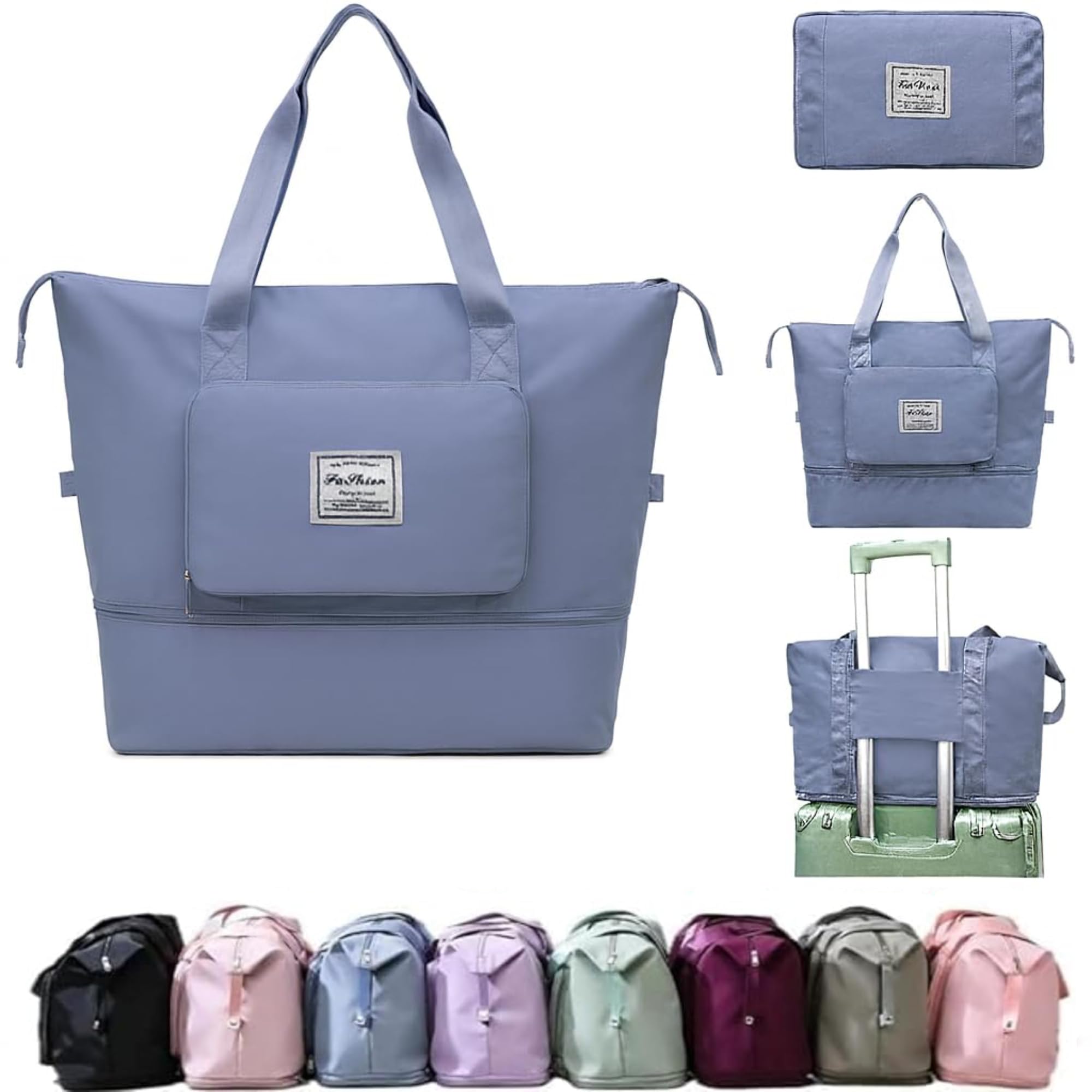 Nylon 41 Liter Expandable Travel Bag for Women, Stylish Duffle Bag for Travelling, Waterproof Luggage Hand Bag (Sky Blue)-image-6