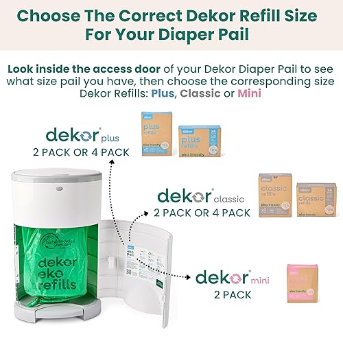 Miniatura 7 de Diaper Dekor Cubo de pañales manos libres Plus  Más grande y fácil de usar  Solo paso y gota hecho  No absorbe olores  Cambio rápido de bolsa  Ideal