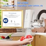 Vortopt Faucet Water Filter for Sink, Rapid Flow - 400 Gallons Faucet Mount Water Filtration System for Tap Watre, NSF Certified Reduces Chlorine & Bad Taste with 1 Replacement (White-T1-1Filter)
