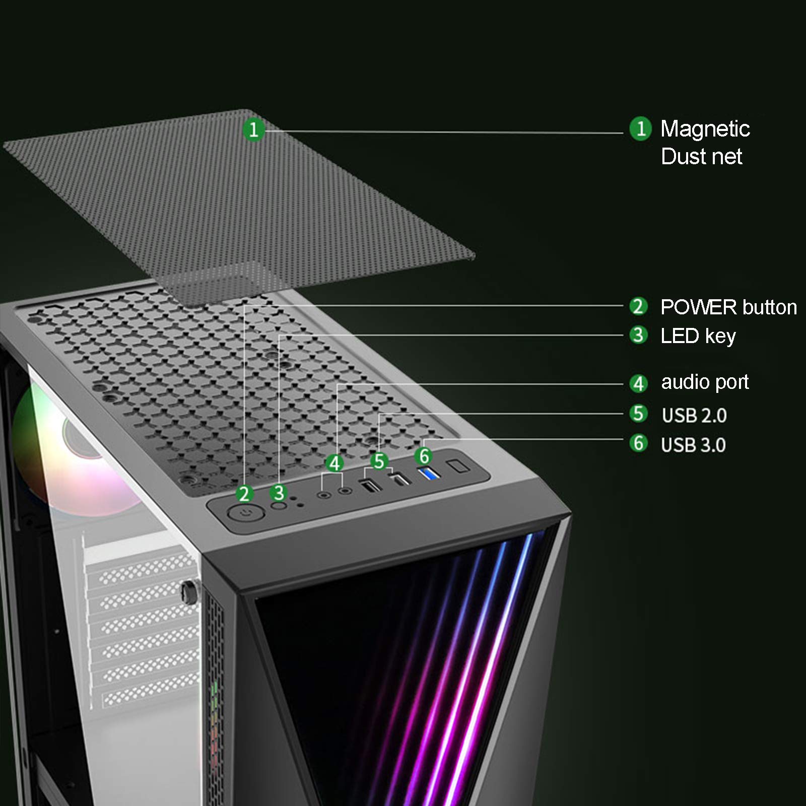 Amazon.com: ZXCVBNAS Computer Case ATX Mid Tower PC Gaming Case
