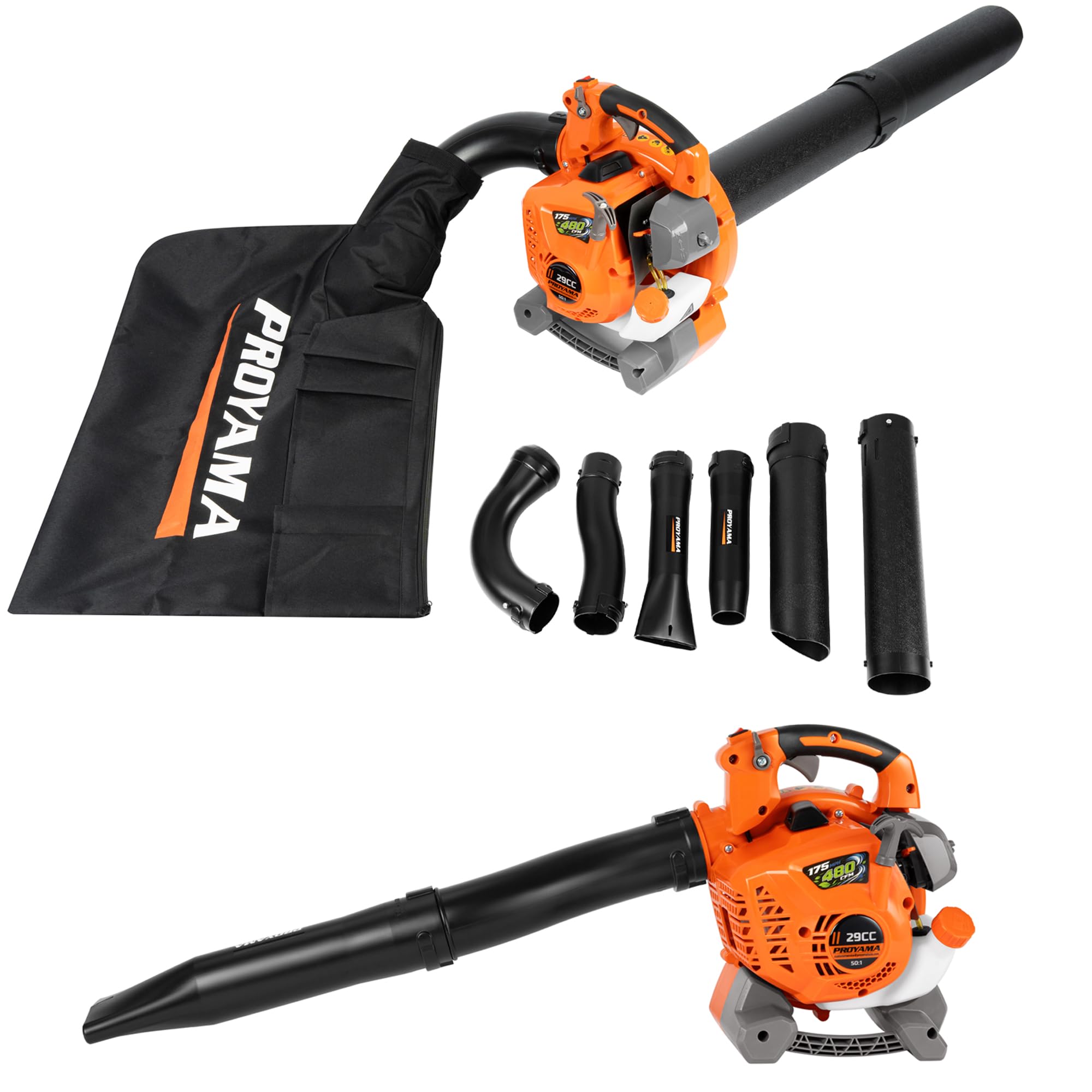 PROYAMA 29CC Gas Powered Handheld Leaf Blower, 3-in-1 Vacuum & Mulcher Kit
