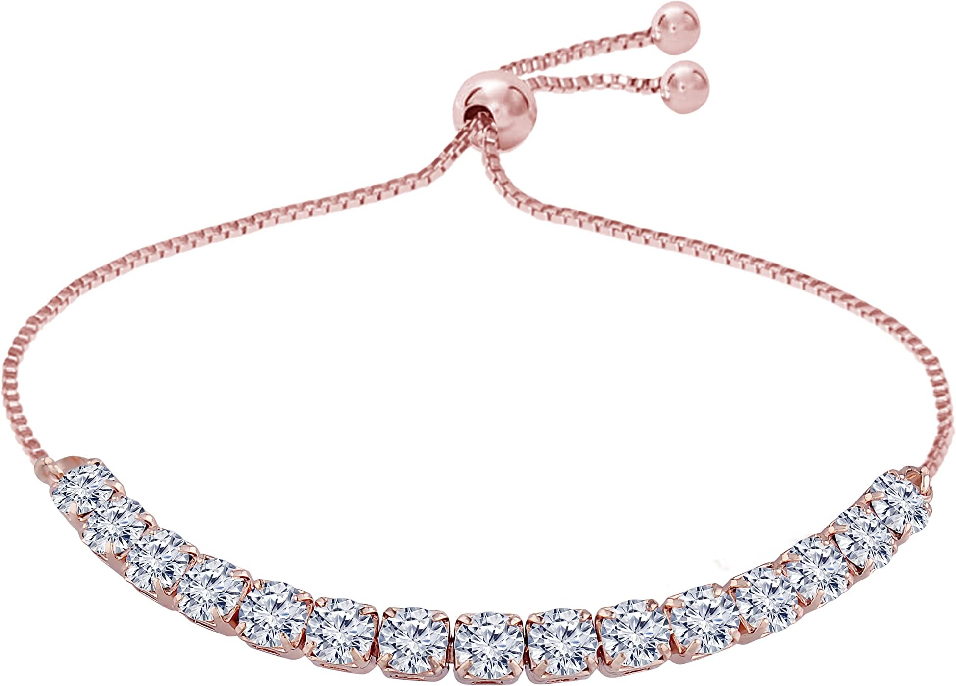 Stylish Rose Gold Plated Cubic Zirconia American Diamond Mother's Day Special Adjustable Bracelet For Women