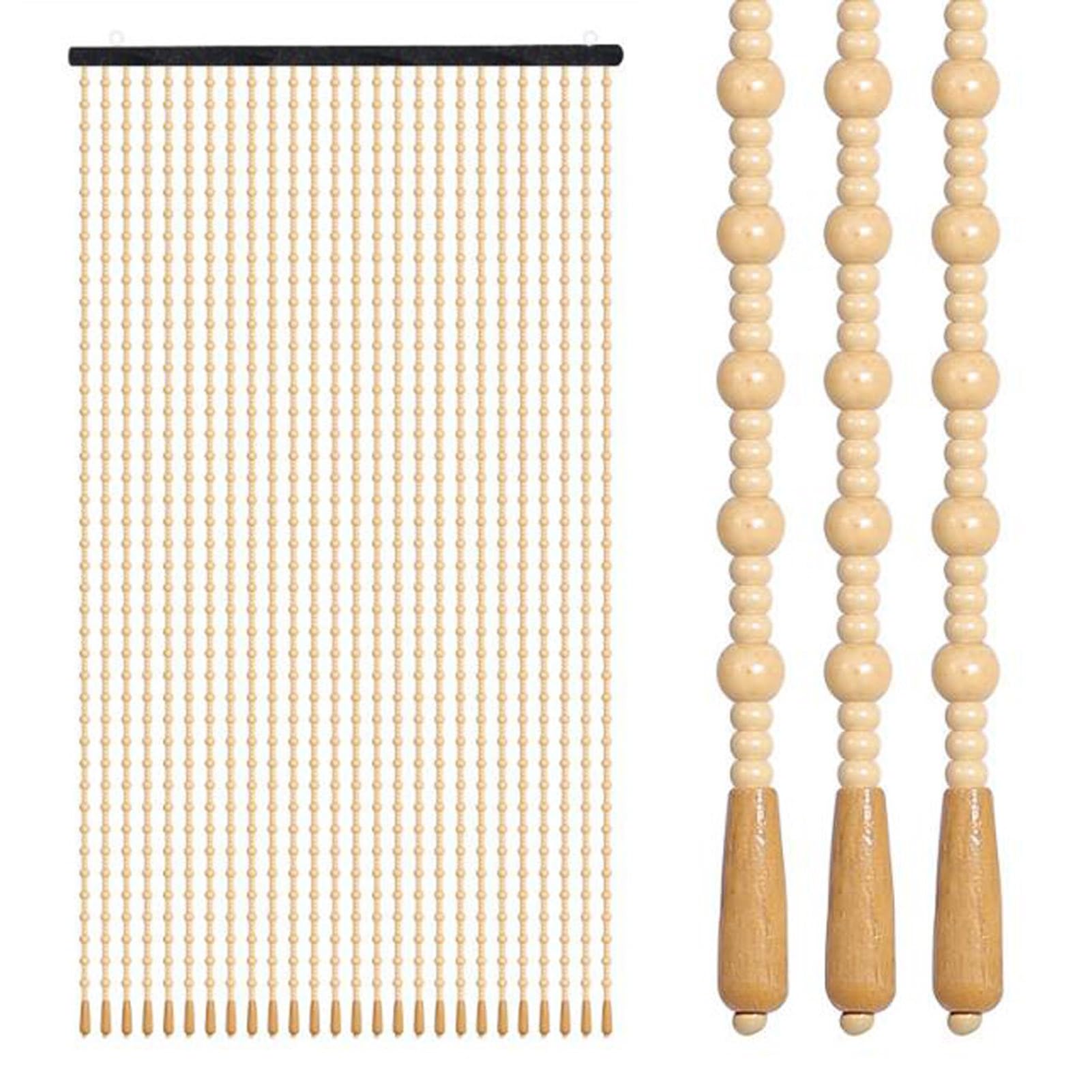 Rideau de perles en bois de bambou naturel, rideau de porte en perles rétro