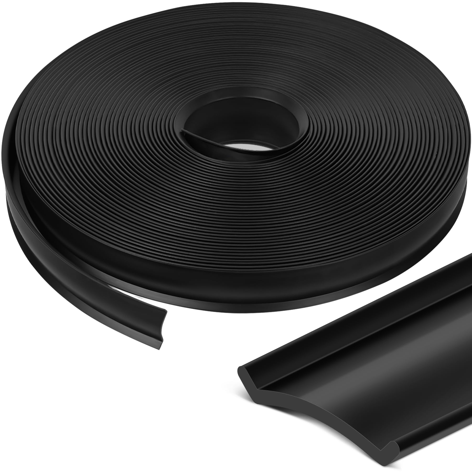 1" RV Trim Molding Insert, 30 FT Heavy Duty RV TPE Trim Molding Weather Stripping Exterior Replacement, Waterproof Screw Cover Corner for Camper Travel Trailer Boat Channel, Black