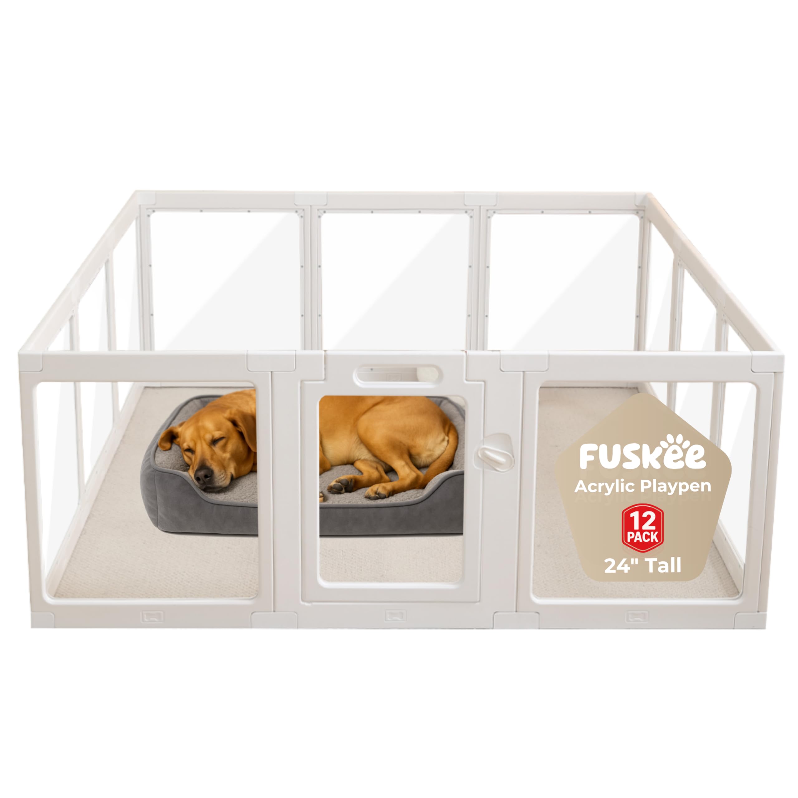 Parc pour chien en acrylique Fuskee : enclos transparent modulable et lavable pour chiot