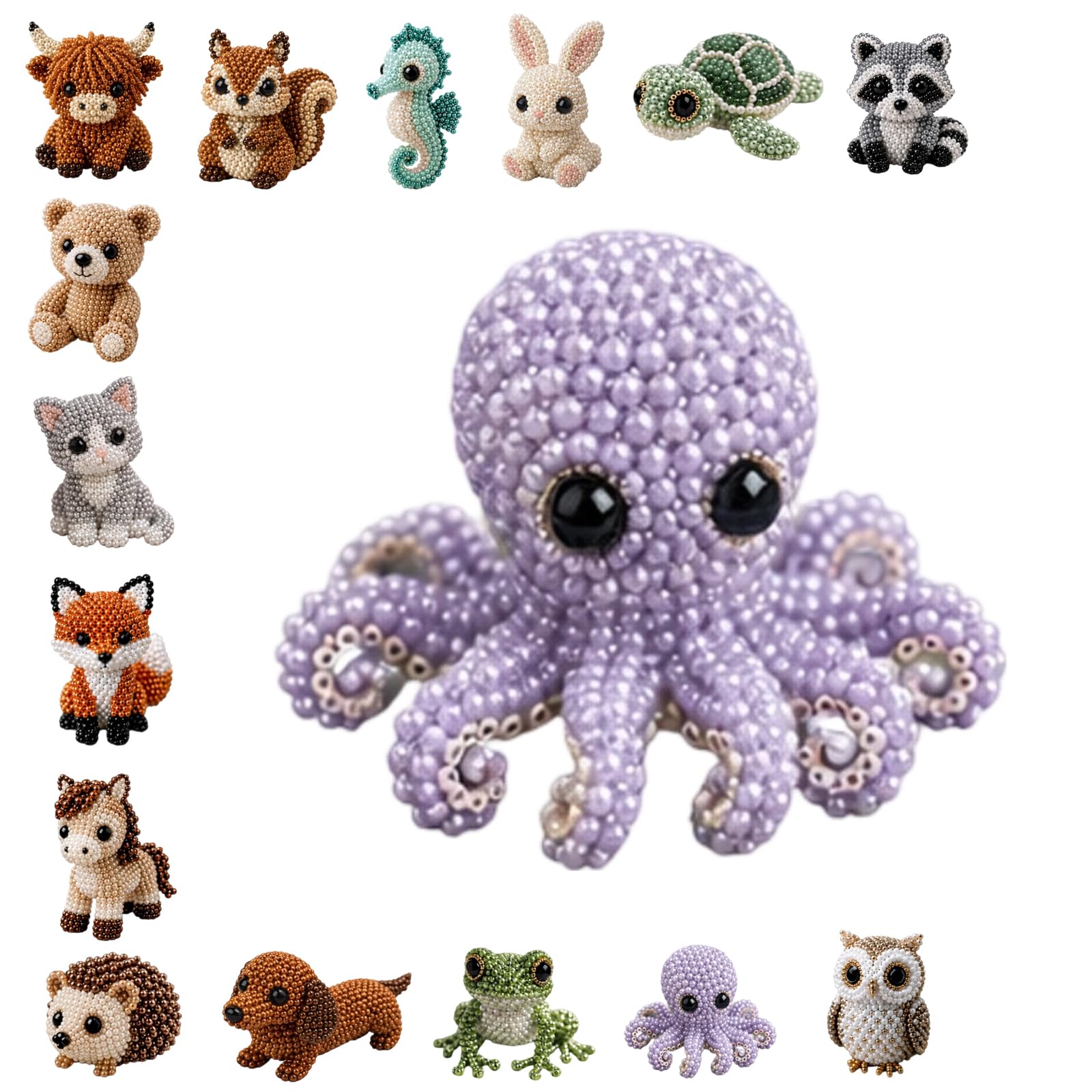 USMEI DIY Animal Beading Kit for Adults & Teens, Cute 3D Animal Bead Craft Set with Colorful Beads and Instructions, Handmade Jewelry Art Craft Kit for Creative DIY Projects