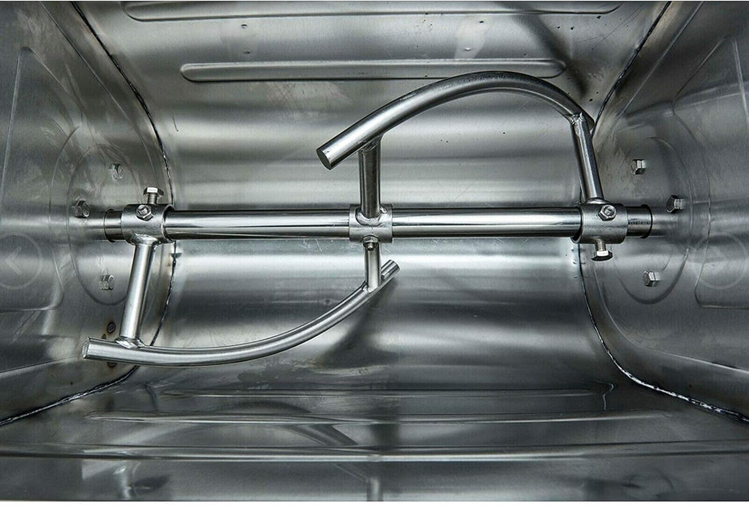 Inside view of the TFCFL 30QT Commercial Electric Dough Mixer mixing bowl and dough hook