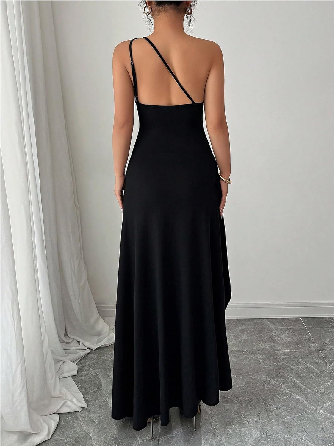 Floerns Women's One Shoulder Maxi Dress Split Backless Flowy Party Wedding Guest Dresses - Image 3