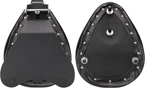 Miniatura 3 de Asiento de Conducción para Motocicleta Bobber Solo con Kit de Montaje de Base de Resorte para Harley Davidson Sportster XL 883 1200 (Negro-Rejilla)