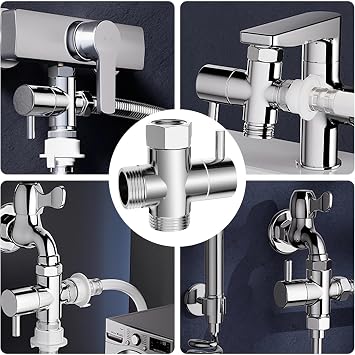 3-Way Diverter Valve Shower G1/2 Inch Brass Water Connection Adapter with Chrome Surface Easy Installation Diverter Shower Ideal for Bathroom and Kitchen
