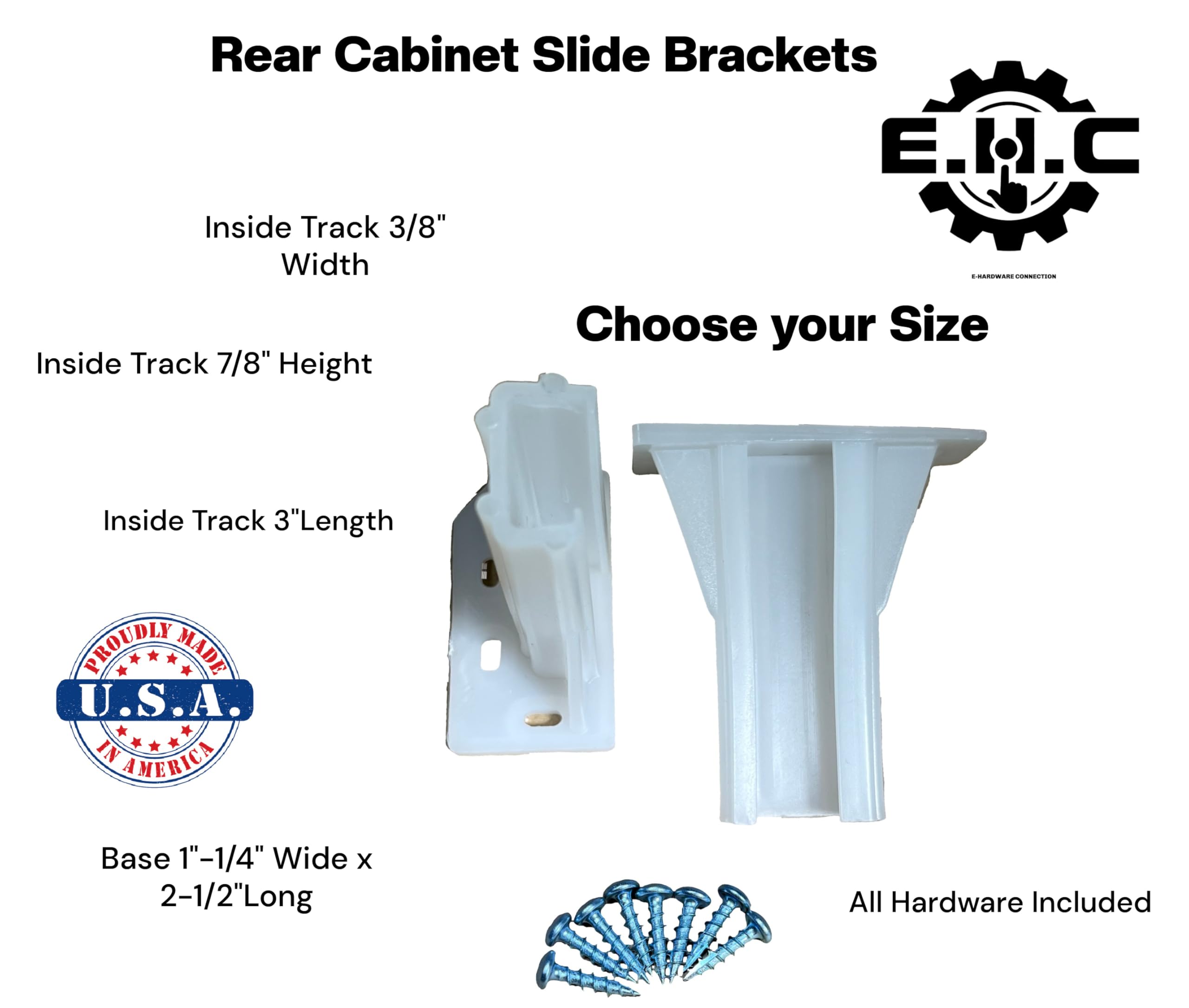 Drawer/Cabinet Slide Track/Socket/Brackets/Choose from Various Sizes/All Hardware Included by E.H.C. (3/8