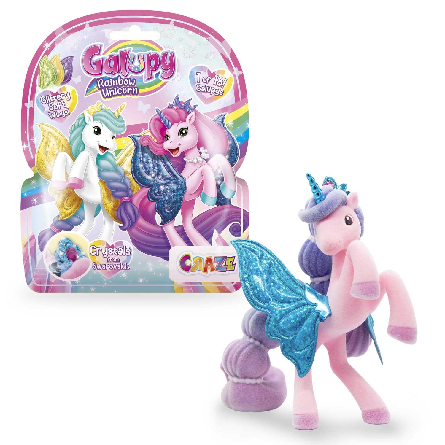 GALUPY Rainbow Unicorn - Einhorn Spielzeug zu Sammeln, Einhorn Figuren mit Glitzerflügeln & Swarovski Kristal - Pferde Spielzeug mädchen