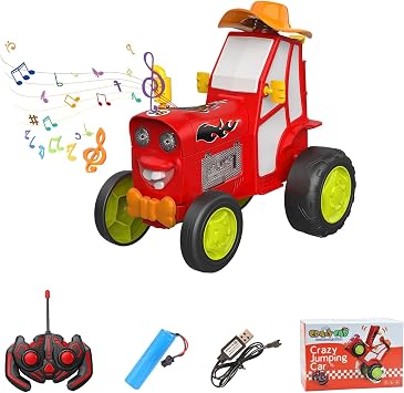 GoolRC Crazy Jumping Car Toys, RC Stunt Car with Music Lights, Rechargeable Radio Controlled Rocking Cars Toy Christmas Birthday Gift for Teen Red