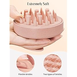 HEETA Hair Scalp Massager for Hair Growth, Shampoo Brush, Scalp Scrubber Exfoliator with Soft Silicone Bristles for Dandruff Removal to Relieve Stress, Wet Dry Use Updated Material, Pink