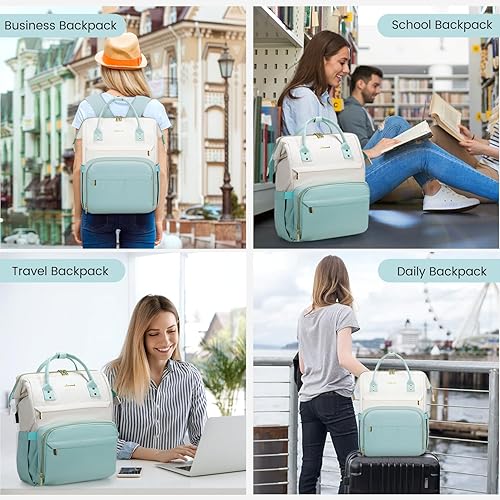 Miniatura 6 de LOVEVOOK Mochila para laptop para mujer, bolsas de trabajo grandes de viaje con bolsillo para laptop de 17 pulgadas, mochilas de computadora de