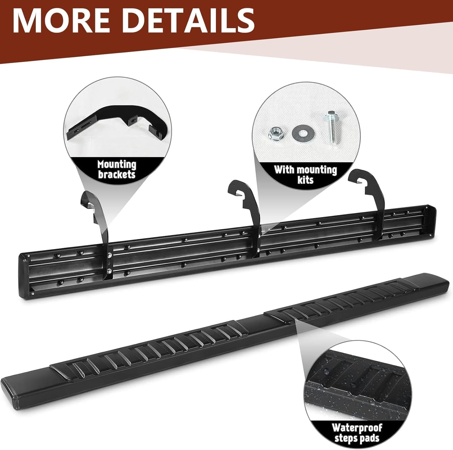 Perfit Liner Running Boards 6.5" for 2019-2026 Double Cab Silverado Sierra 1500 | 2020-2026 2500HD 3500HD (2 Full Size Doors&2 Narrower Rear Doors) Black Aluminum Alloy Side Steps Rails Nerf Bars