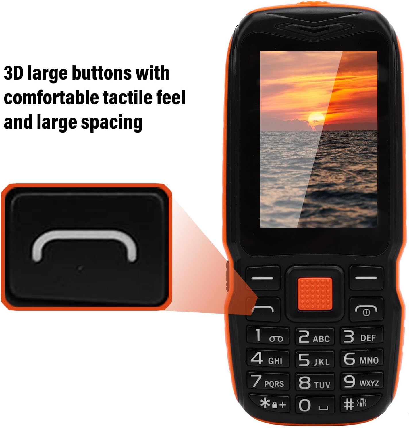 CCYLEZ Cell Phone Dual SIM Dual Standby, 2G Mobile Phone Emergency Lighting Assistance Flashlight, 3000mAh, Big Key Phone with 2.6 inch HD Screen for Parents (# 2)