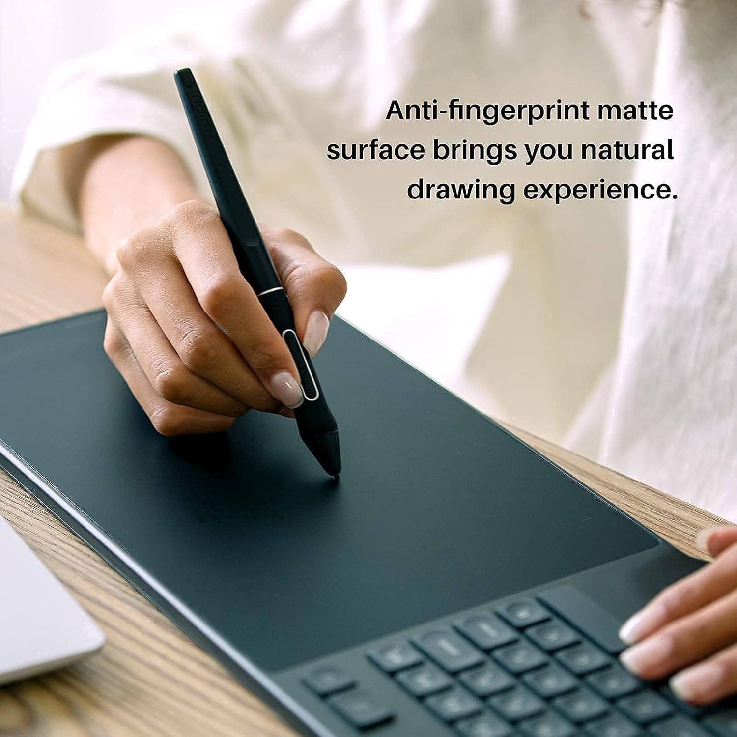 HUION Inspiroy Keydial KD200 Bluetooth 5.0 Wireless Graphics Drawing Tablet with Keyboard Dial 5 Customized Express Keys Battery-Free Stylus PW517 Tilt for PC, Mac, Android, with Skeleton Artist Glove