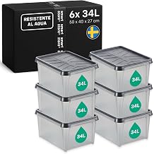 SmartStore 33 L Waterproof Plastic Storage Boxes with Lids-Set of 6-Frosted-Stackable and Nestable--Food Safe and BPA Free-IP44 rating-L50 x W40 x H27 cm, Anthracite