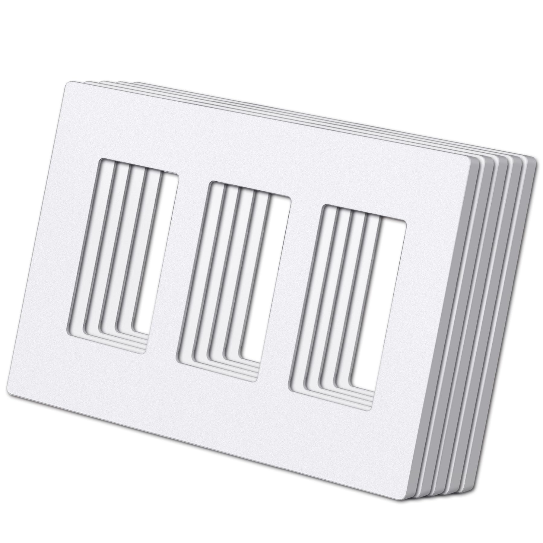Photo 1 of (5 Pack) BESTTEN USWP6 Matte Snow White 3-Gang Screwless Wall Plate, Decorator Outlet Cover, H4.69” x W6.54”, for Light Switch, Dimmer, USB, GFCI, Receptacle