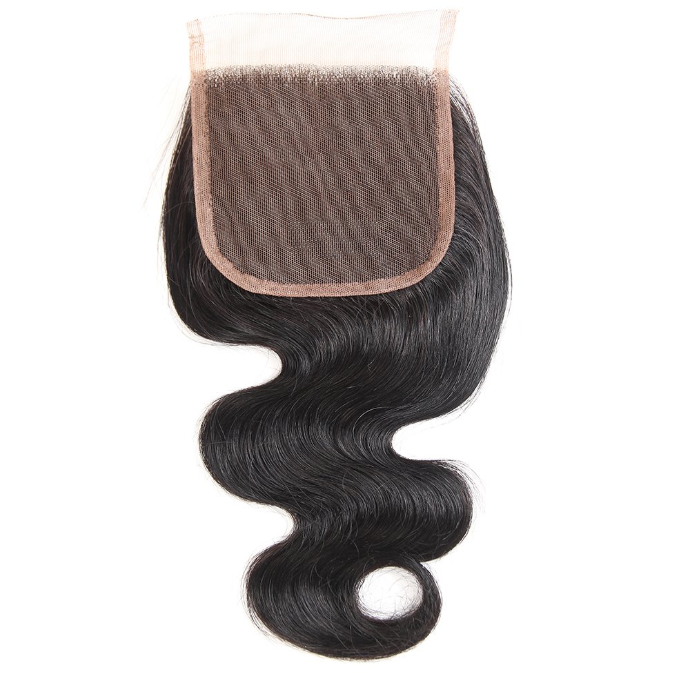 Grand Nature 4x4 Lace Closure Virgin Human Hair Swiss Skinlike Transparent HD Lace, Pre Plucked Natural Hairline Natural Black, Knots Can Be Bleached