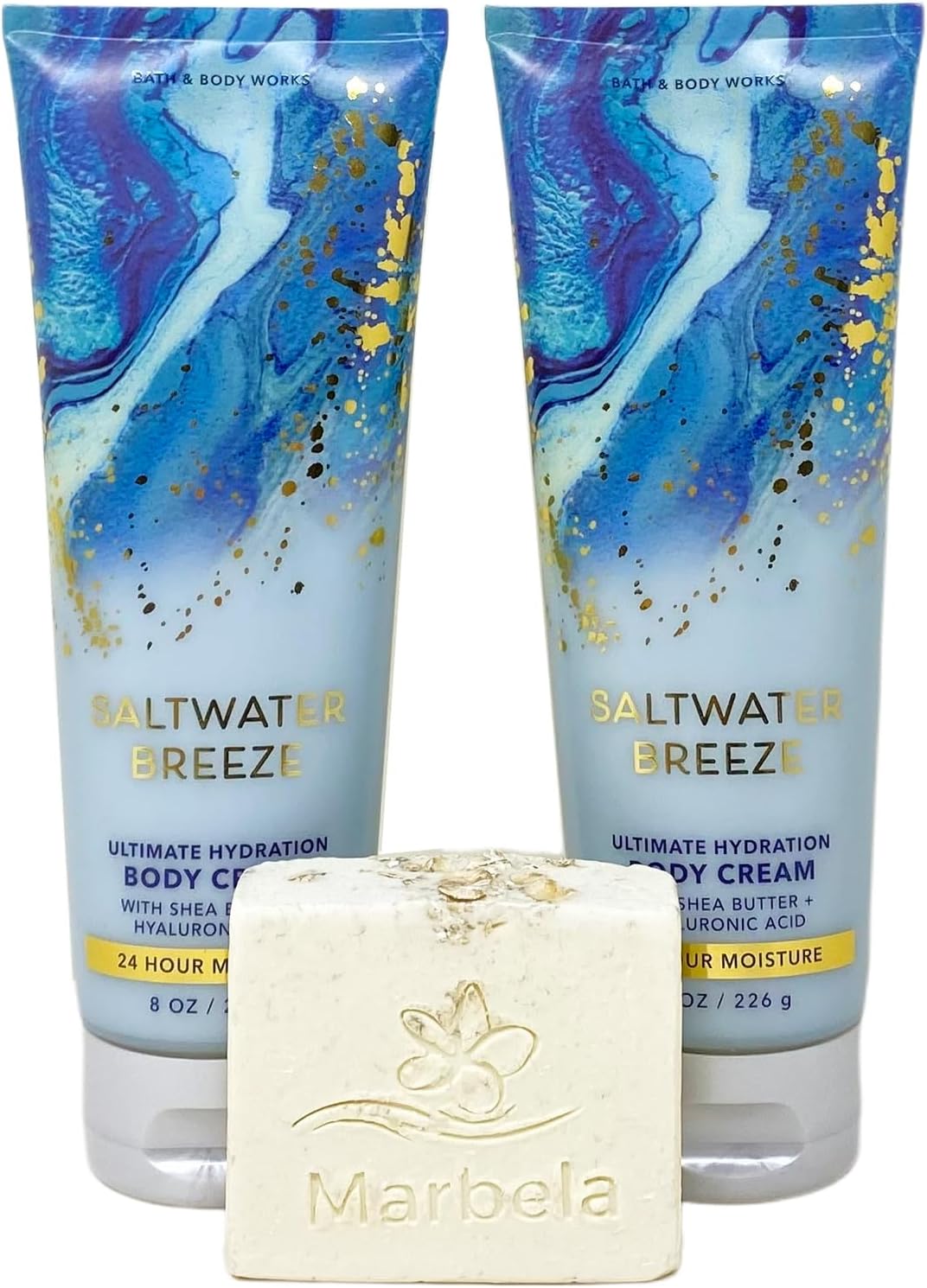 Bath & Body WorksSaltwater Breeze 2 Pack Ultimate Hydration Body Cream Bundle with a Natural Oats Bar Soap - Full Size