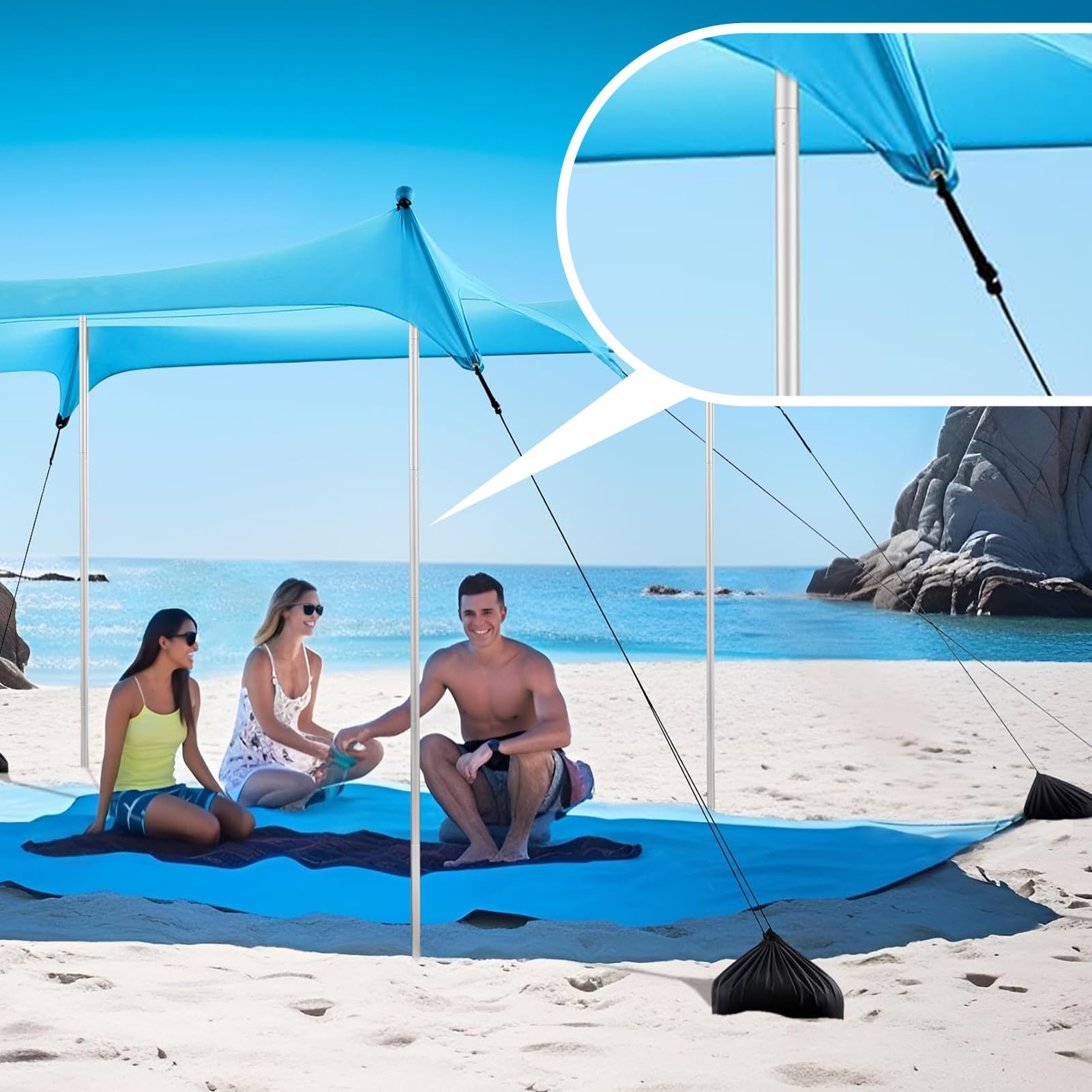 2 pali pieghevoli per tenda da spiaggia in lega di alluminio, 2 m, ricambio per accessori portatili per esterni