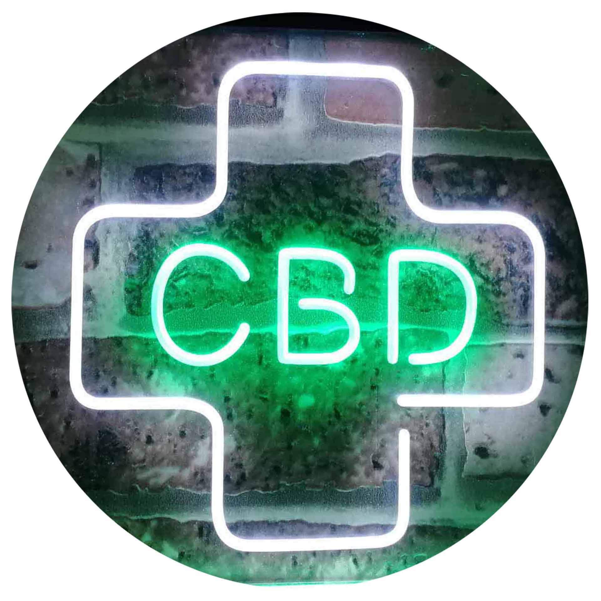 ADVPRO CBD Sold Here Medical Cross Indoor Dual Color LED Neon Sign White & Green 16 x 12 Inches st6s43-i3083-wg
