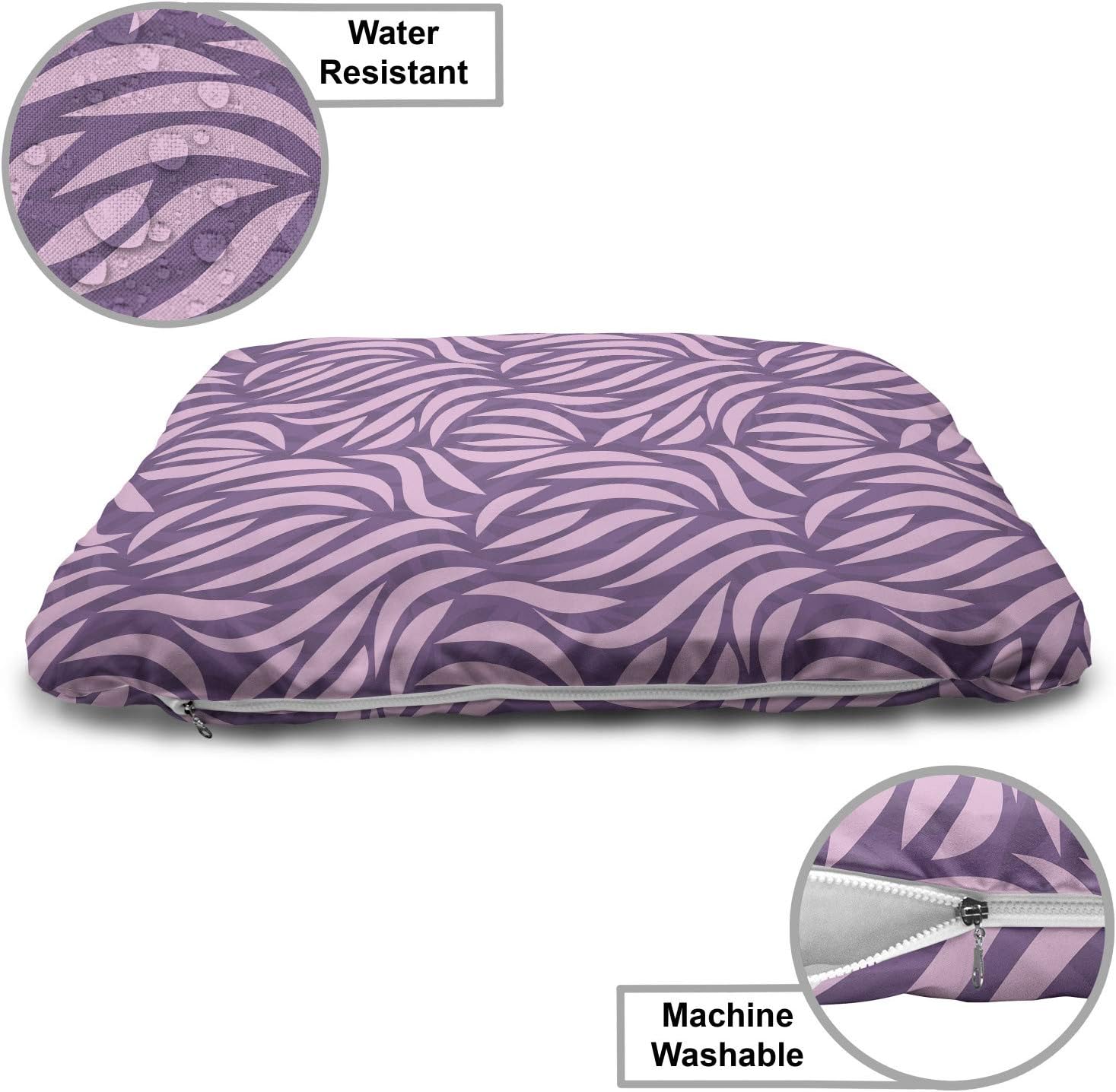 review Ambesonne Abstract Pet Bed, Continuous Bicolour Style Tropical Jungle Pattern in Tones Print, Chew Resistant Pad for Dogs and Cats Cushion with Removable Cover, 24