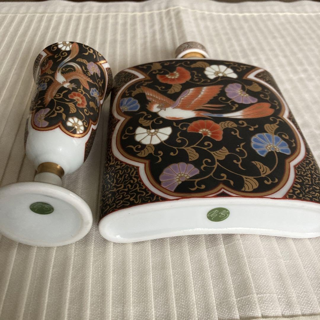 黒外濃金海松鳳凰文スキットルワインカップ