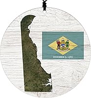 Vista 17 de New York Christmas Ornament - Rustic Design Featuring State Flag and Terrain Map - 2026 Hanging Acrylic Disc Decoration for Tree - Unique and Home