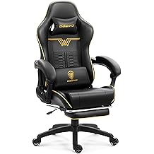 Dowinx Ergonomic Gaming Chair with Footrest, Reclining Gamer Chair for Adults, High Back Computer Office Chair with Lumbar Support &amp; Linkage Armrests,Black