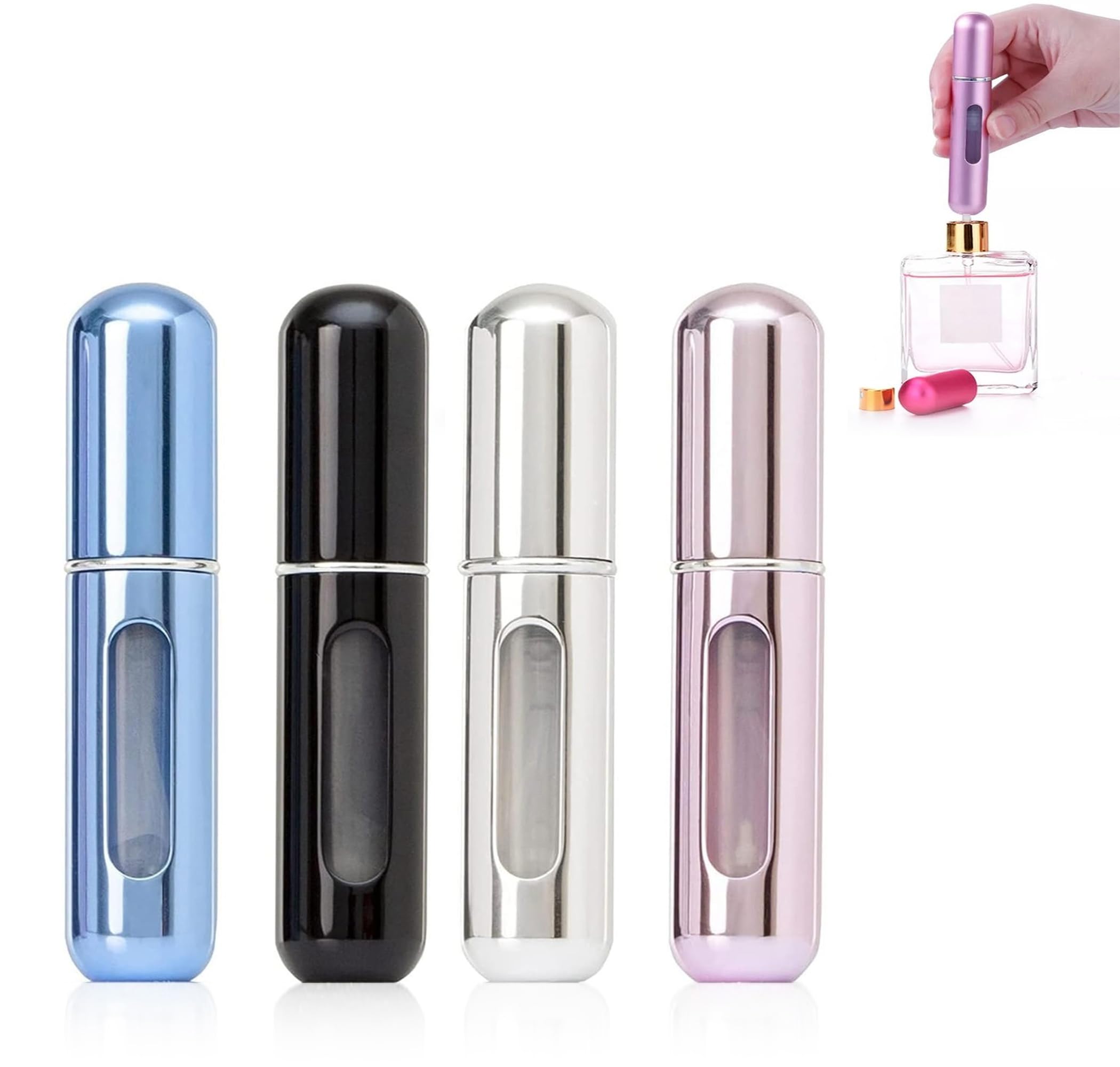 GLUN® Pack of 4 Empty Refillable Travel Bottles Multicolour Chrome Finished-image-32