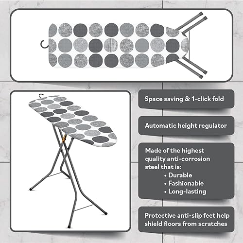 Miniatura 23 de Bartnelli by Rorets - Tabla de planchar clásica con nueva tecnología patentada EZ-Glide, fabricada en Europa, tabla de hierro premium con soporte