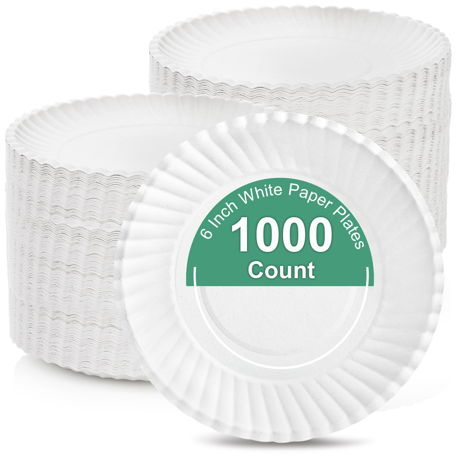 Hacaroa 800 Stück 15 cm Pappteller Unbeschichtet, Wiederverwendbare Dessertteller Lose Katzenfutterteller, Kleine Weiße Kuchenteller für Vorspeise, Cupcake, Bastelprojekt, Rund