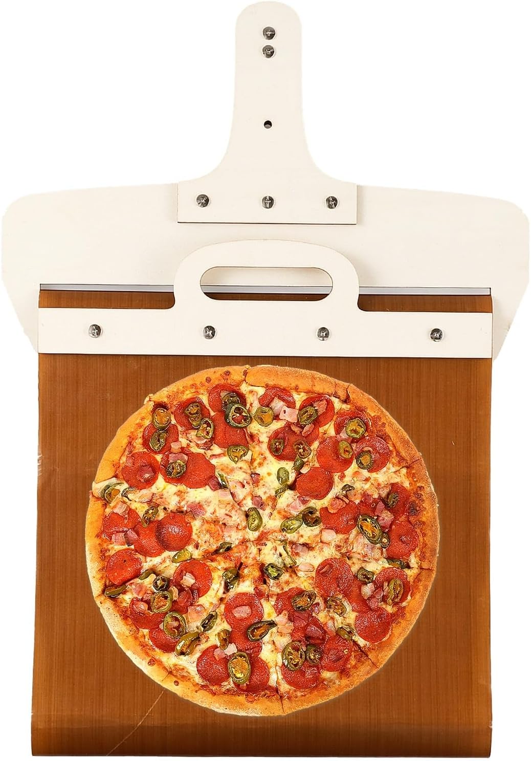 Sliding Pizza Peel Non-Stick Sliding Pizza Shovel with Detachable Wood Handle Effortless to Clean Sliding Pizza Paddle for Oven