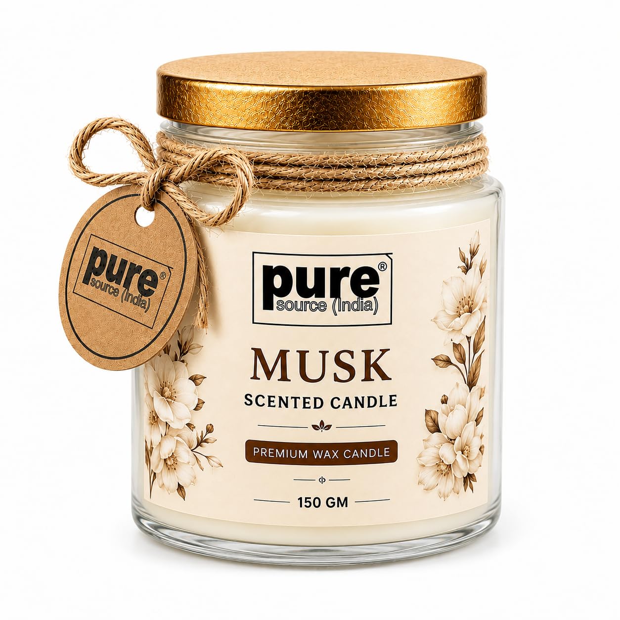 Pure Source India Woody Fragrance Premium Musk Wax Candle| 150g | 35-40 Hours Burn Time | Smokeless | Long Lasting Aromatherapy Candle for Home Décor, Meditation, Diwali, Yoga & Gifting-image-15