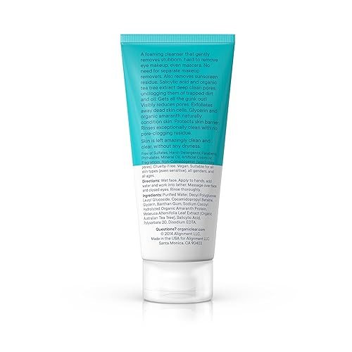 Miniatura 8 de Limpiador facial con árbol de té orgánico y ácido salicílico, gel espumoso diario suave para limpieza profunda y eliminación de maquillaje,