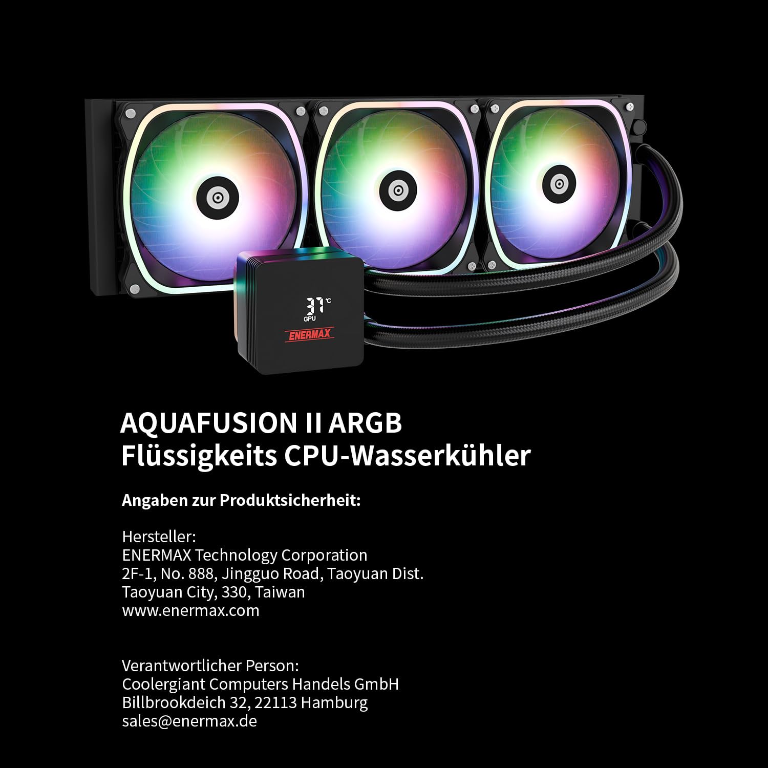 ENERMAX AQUAFUSION II 240 mm ARGB AIO CPU, Dual Chamber|TDP 350W+|Intel LGA 1851/1700/115x/2066|AMD AM5/AM4 |Display digitale |2 ventole SquA RGB ADV 120 PWM |ELC-AQFS240-SQA