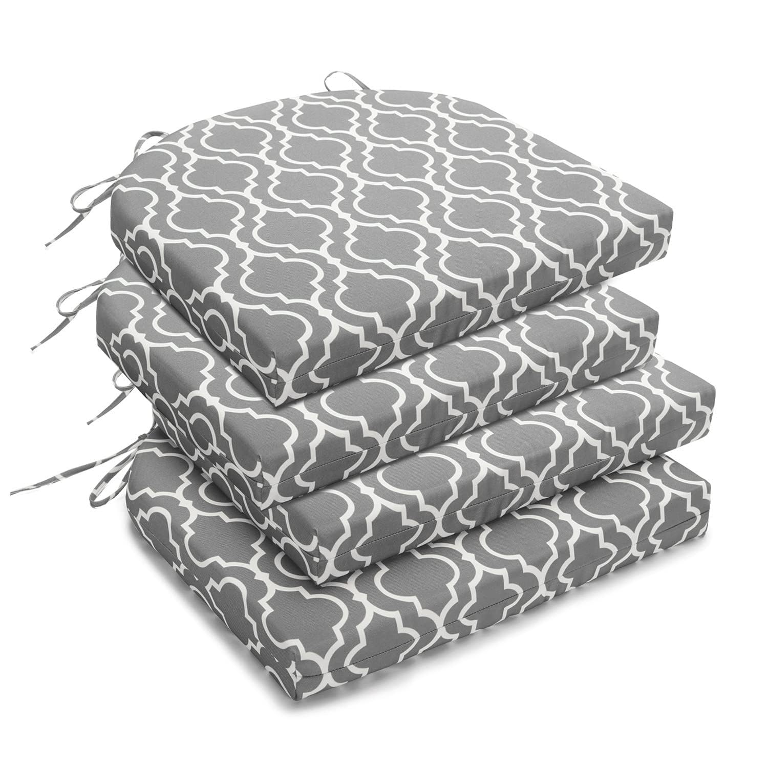 downluxe Outdoor Chair Cushions Set of 4 for Patio Furniture, Water-Resistant Patio Chair Cushions with Ties, High Density Foam Outdoor Seat Cushion, 17" X 16" X 2", Grey Gourd