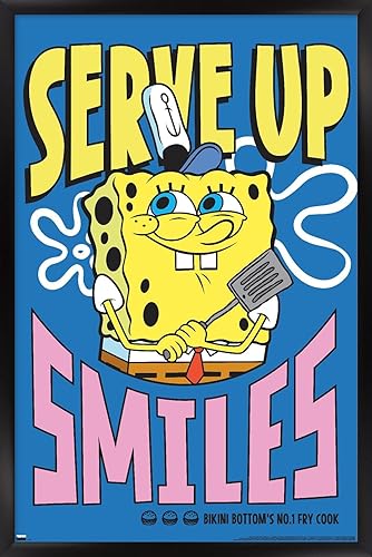 Trends International Nickelodeon Spongebob - Serve Up Smiles Wall Poster, 22.37" x 34.00", Black Framed Version