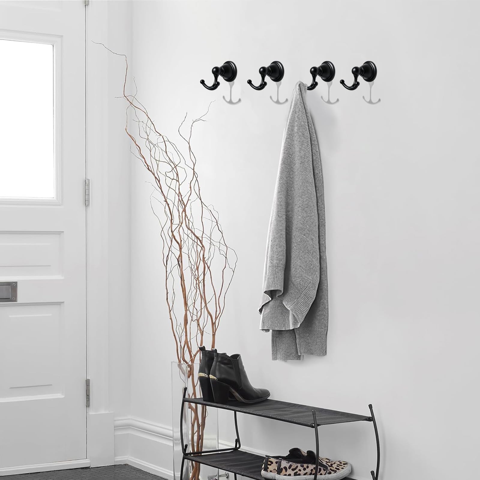 KHTUMEWARE-170370 Matte Black Coat/Robe Hooks 2-Pack in Matte Black — KHTUMEWARE