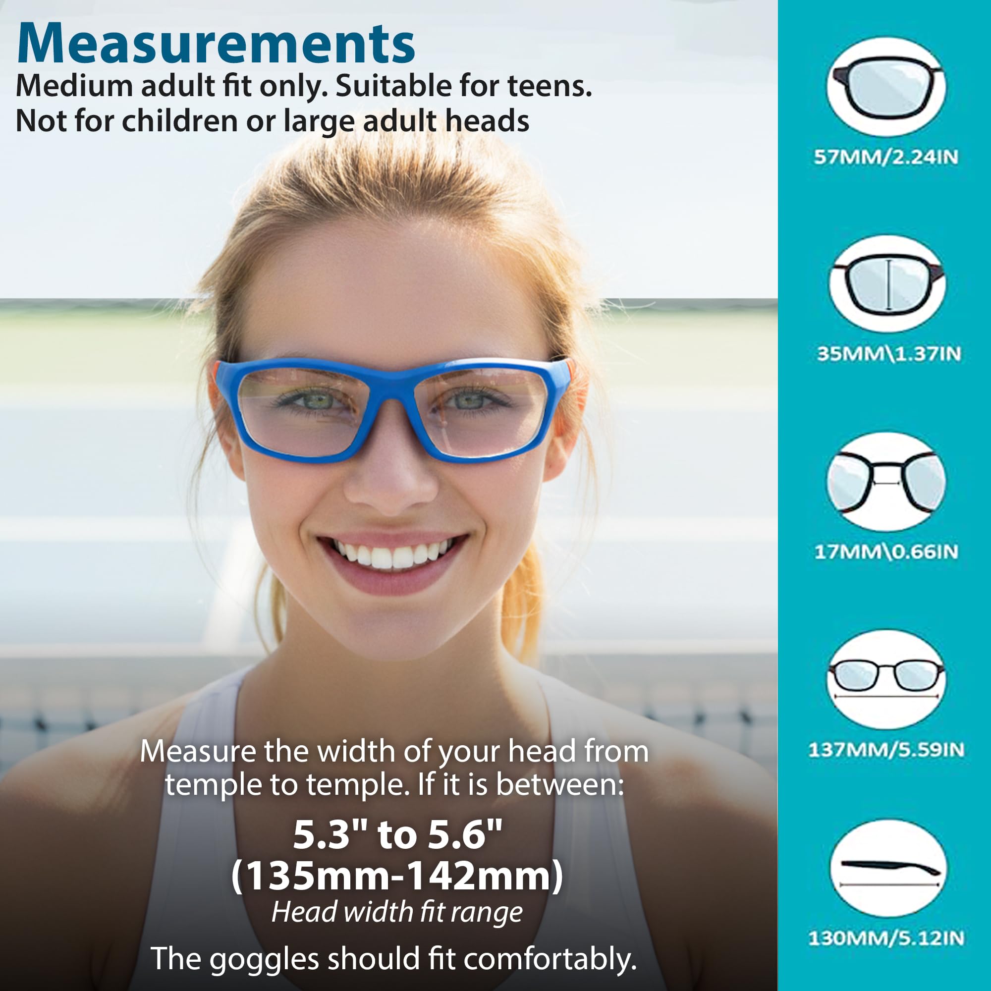 BLUE CUT Gafas de protección deportiva, lentes antivaho, gafas de seguridad para baloncesto, pickleball y todos los deportes al aire libre