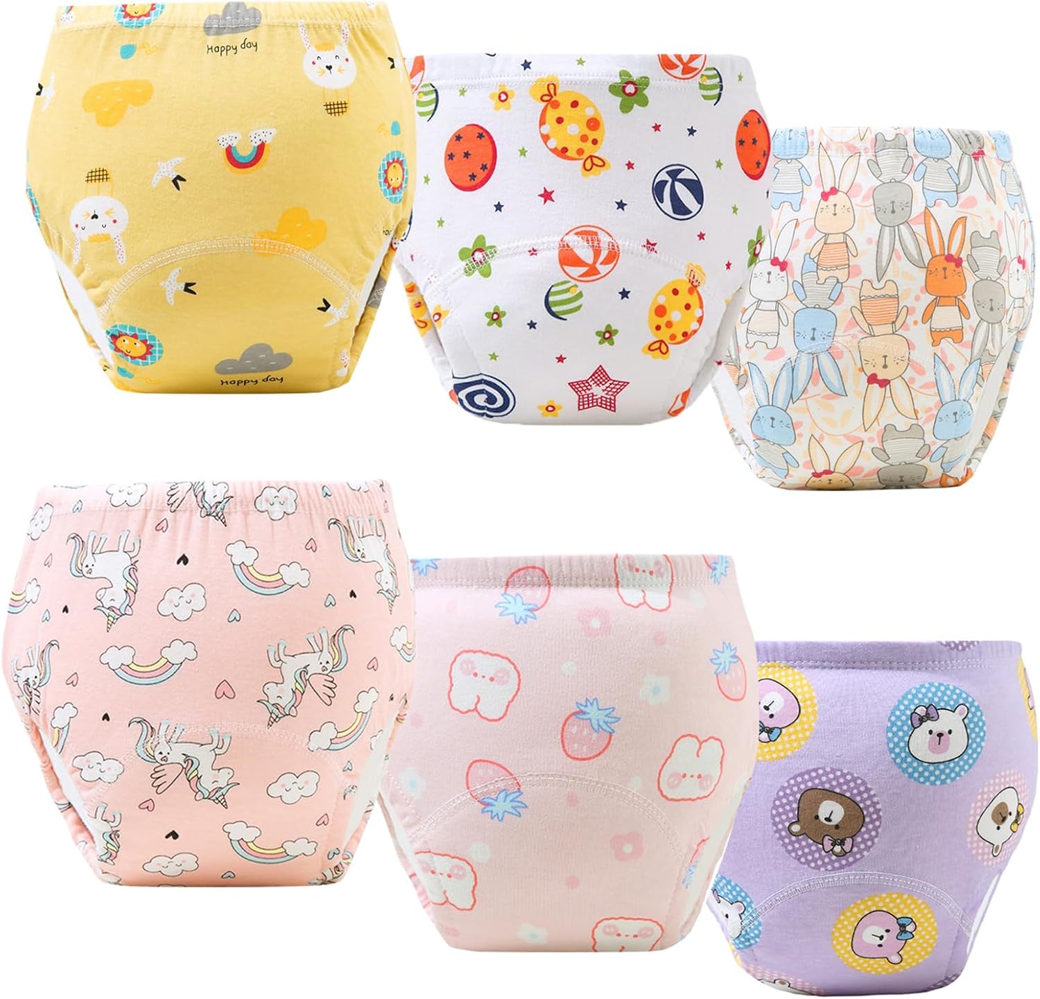 Upairy Potty Training Pants Cotton Absorbent Training Underwear for Toddler Boy and Girls 2T-5T,Soft Absorbent & Leak-Proof with Characters(8PCS,S)