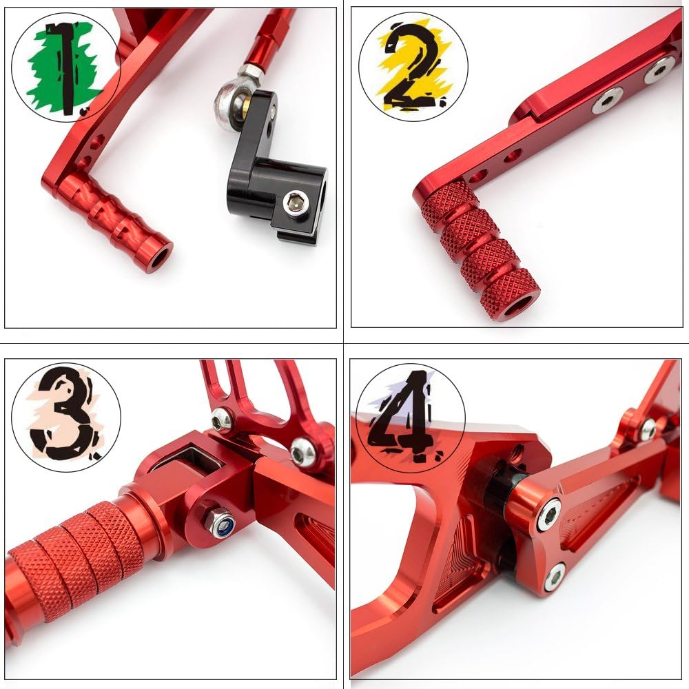 FXCNC CNC CNC Billet Motorcycle Adjustable Rearsets Foot Pegs Rear Set Compatible with Benelli TNT 125 135 TNT125 TNT135 BJ125 2016 2017 2018 2019 2020 2021 2022
