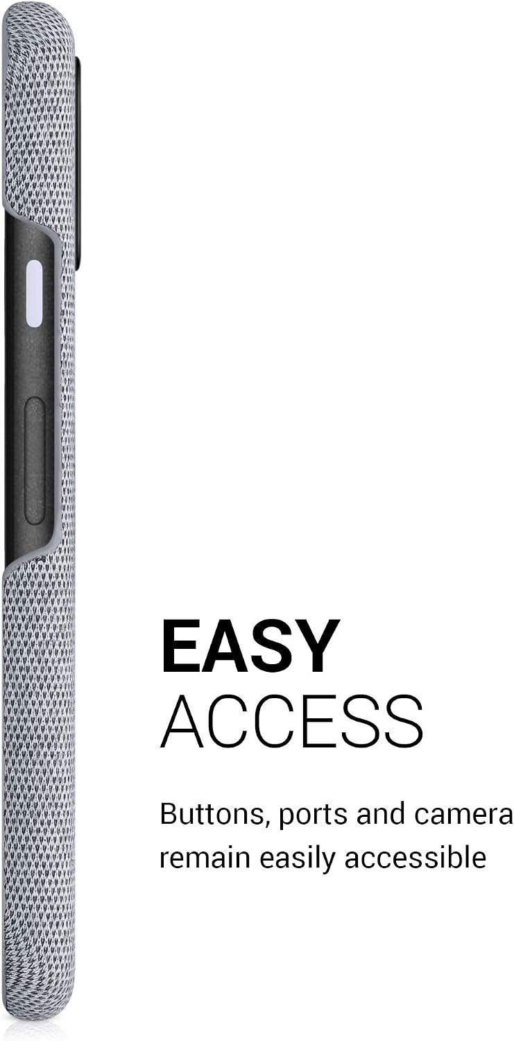 kwmobile Fabric Case Compatible with Google Pixel 5 - Case Hard Protective Phone Cover with Material Texture - Light Grey