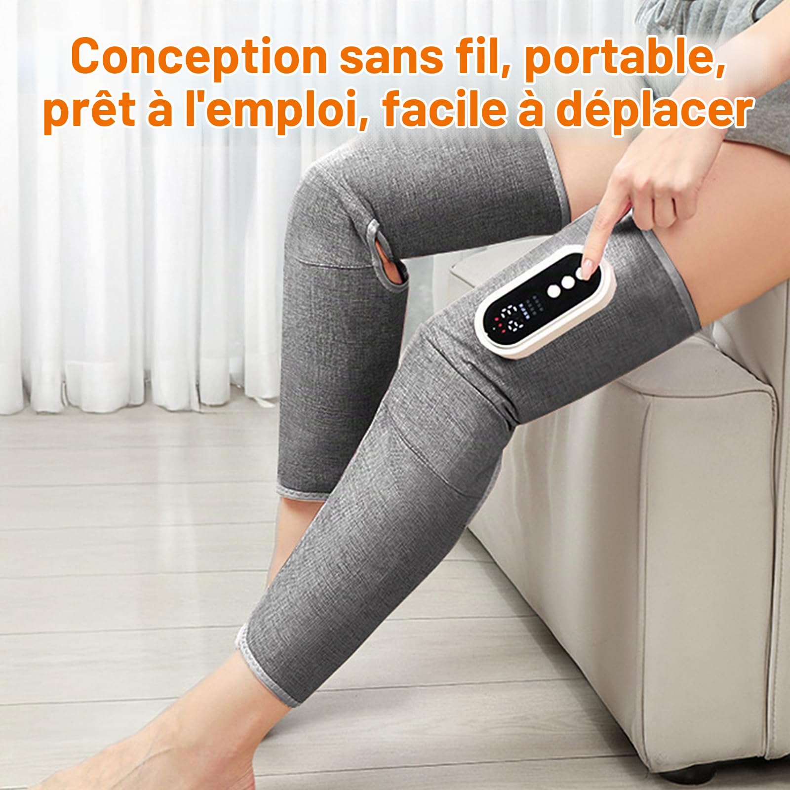 Masseur Électrique pour Jambes, 3 Modes de Massage pour Soulager la Douleur, Rechargeable par USB, 3 Niveaux d'Intensité et de Température pour Les Muscles des Jambes, Relaxation Musculaire